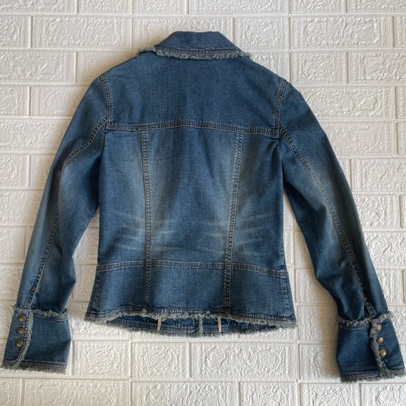 Classiques Entier Women’s Small Denim Raw Hem Snap Denim Blazer Jacket - Picture 2 of 15